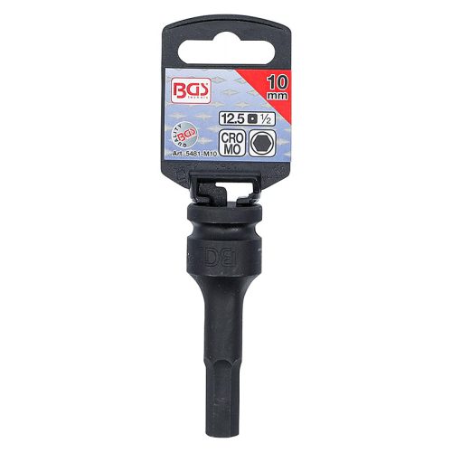 Gépi bit-dugókulcs, imbusz, 1/2", hosszított, 10 mm