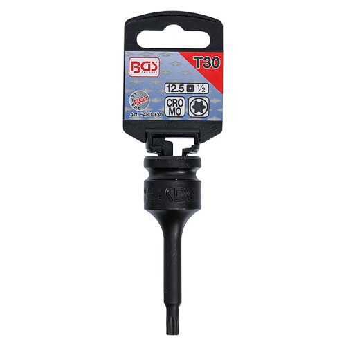 Gépi bit-dugókulcs, Torx, 1/2", hosszított, T30