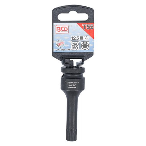 Gépi bit-dugókulcs, Torx, 1/2", hosszított, T55