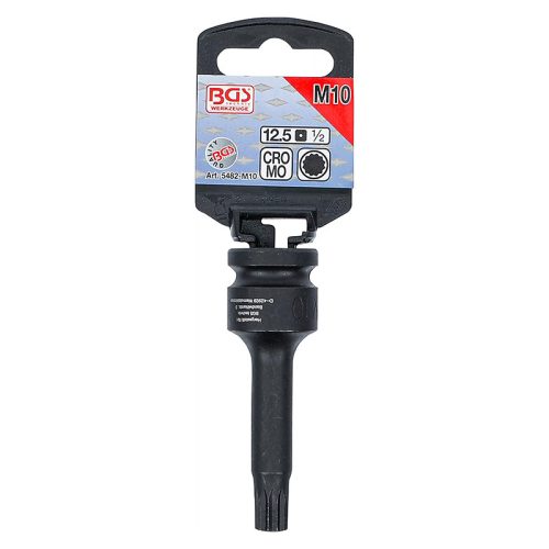 Gépi bit-dugókulcs, XZN, 1/2", hosszított, M10