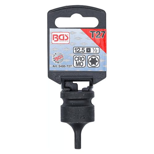 Gépi bit-dugókulcs, Torx, 1/2", rövid, T27