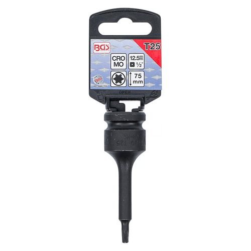 Gépi bit-dugókulcs, Torx, 1/2", hosszított, T25