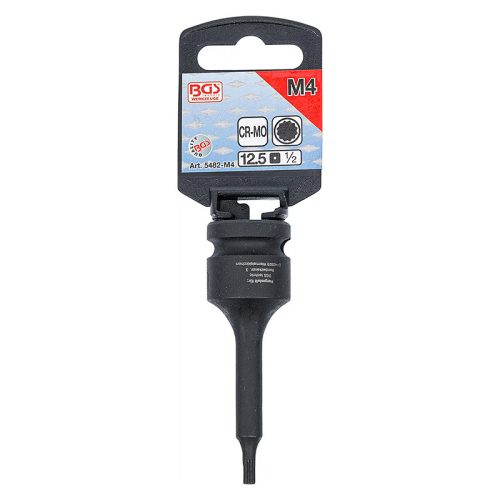 Gépi bit-dugókulcs, XZN, 1/2", hosszított, M4