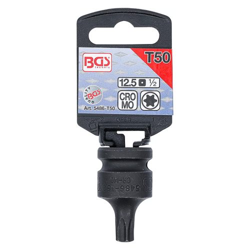 Gépi bit-dugókulcs, Torx, 1/2", rövid, T50