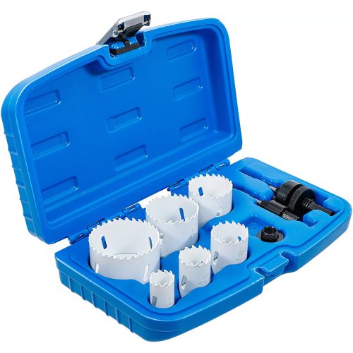 Lyukfűrész készlet, Ø 22 - 65 mm, mélység 40 mm, 8 darabos