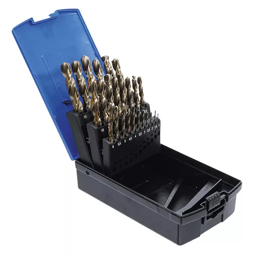 Csigafúró készlet, HSS-E M35 5% kobalt, köszörült, 1 - 13 mm, 25 darabos