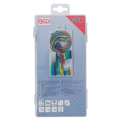 Mérőkábel- és mérőcsúcs-készlet, 30 darabos