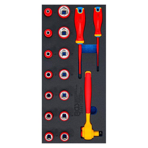 VDE dugókulcs és csavarhúzókészlet, 3/8", 17 darabos, tálcán