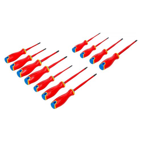 VDE szigetelt csavarhúzó készlet, extra vékony hegy, 11 darabos