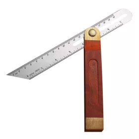   Állítható szögű skálázott asztalos szögmásoló fa markolattal, 250 mm