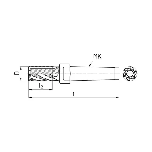 Kúposszárú nagyoló maró, Ø 12 mm, 30°, HSS-E-Co8, DIN845B/C, ZPS