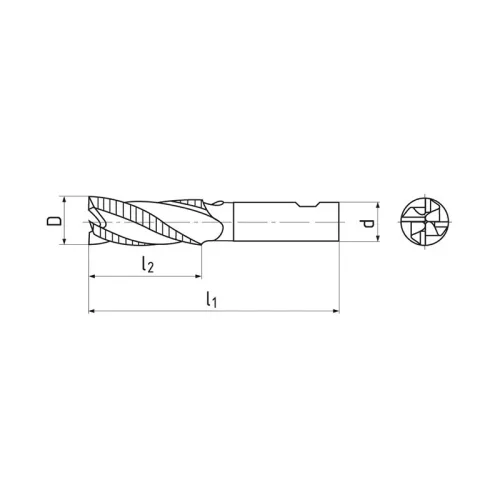 Nagyoló maró, rövid, Ø 10 mm, 30°, HSS-E-Co8, HR, Weldon, ZPS